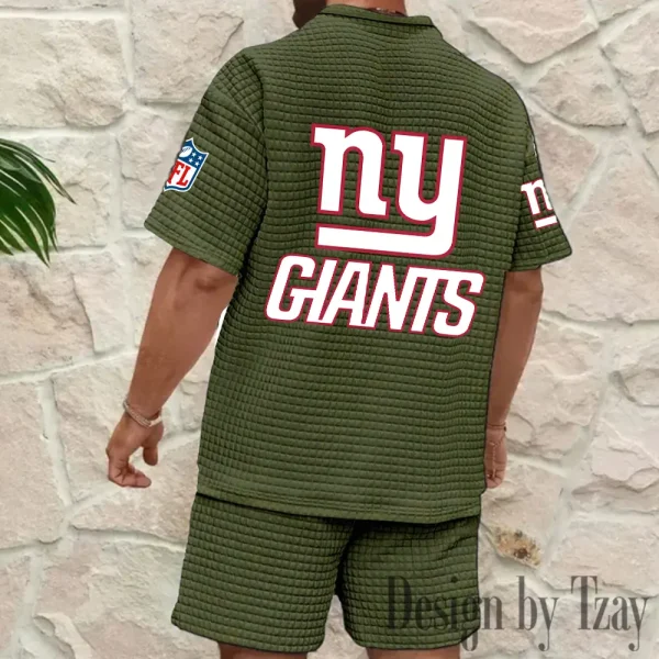 New York Giants Men's Waffle Knit Short Sleeve Slim Fit Soft Summer And Shorts BSPTWHZSS367 - Image 10