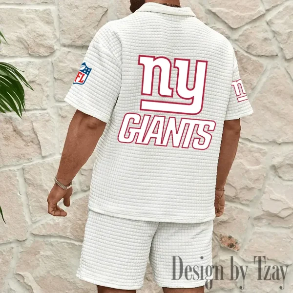 New York Giants Men's Waffle Knit Short Sleeve Slim Fit Soft Summer And Shorts BSPTWHZSS367 - Image 8