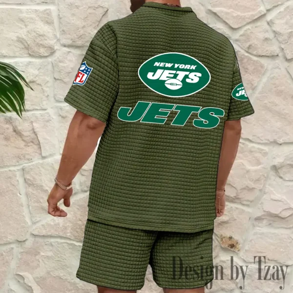 New York Jets Men's Waffle Knit Short Sleeve Slim Fit Soft Summer And Shorts BSPTWHZSS368 - Image 2