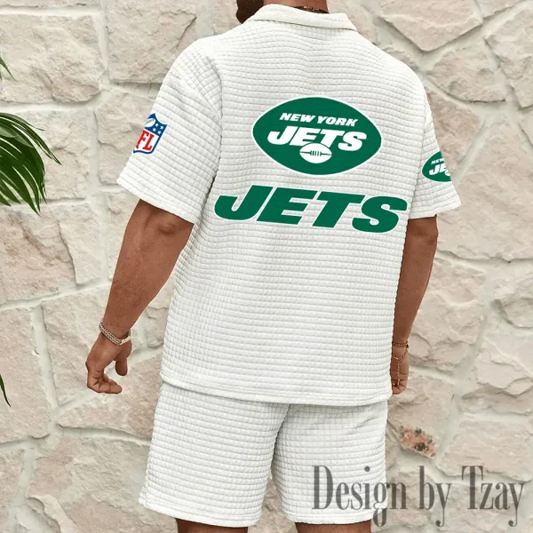New York Jets Men's Waffle Knit Short Sleeve Slim Fit Soft Summer And Shorts BSPTWHZSS368 - Image 4