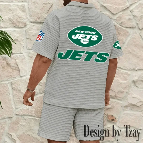 New York Jets Men's Waffle Knit Short Sleeve Slim Fit Soft Summer And Shorts BSPTWHZSS368 - Image 6