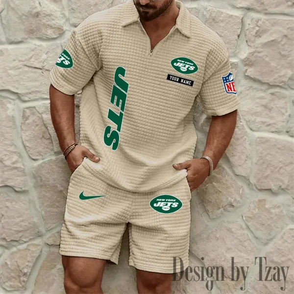 New York Jets Men's Waffle Knit Short Sleeve Slim Fit Soft Summer And Shorts BSPTWHZSS368 - Image 9