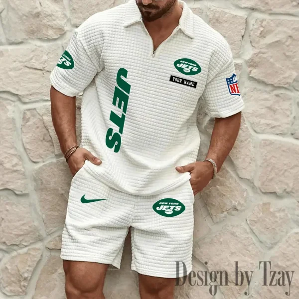 New York Jets Men's Waffle Knit Short Sleeve Slim Fit Soft Summer And Shorts BSPTWHZSS368 - Image 3