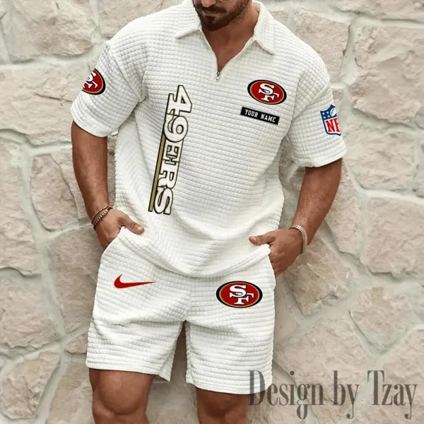 San Francisco 49ers Men's Waffle Knit Short Sleeve Slim Fit Soft Summer And Shorts BSPTWHZSS371