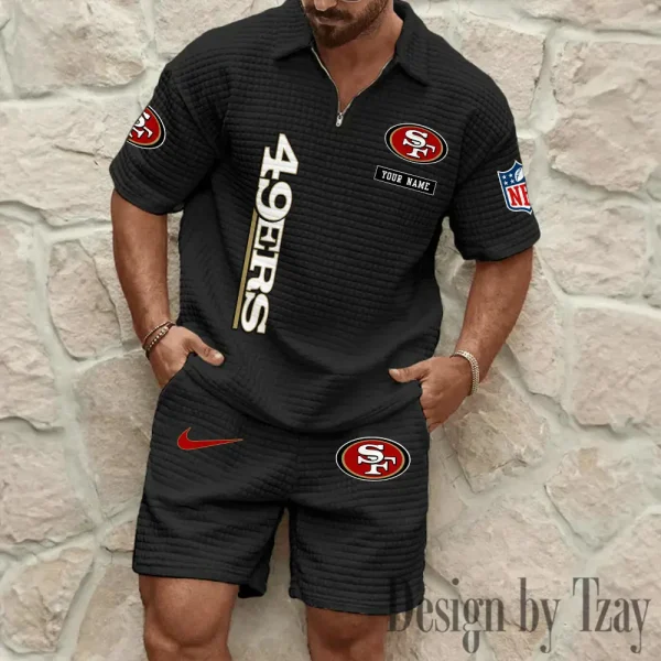 San Francisco 49ers Men's Waffle Knit Short Sleeve Slim Fit Soft Summer And Shorts BSPTWHZSS371 - Image 3