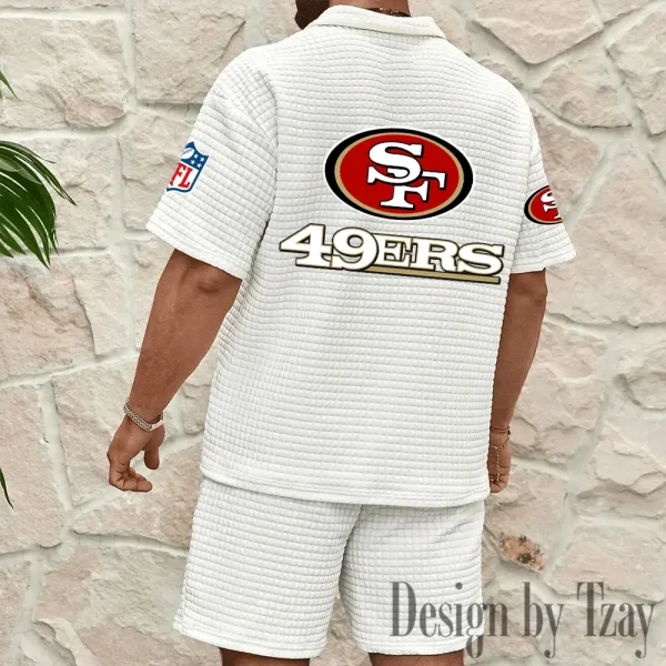 San Francisco 49ers Men's Waffle Knit Short Sleeve Slim Fit Soft Summer And Shorts BSPTWHZSS371 - Image 2