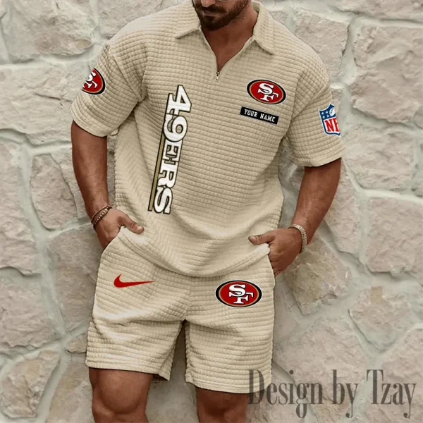 San Francisco 49ers Men's Waffle Knit Short Sleeve Slim Fit Soft Summer And Shorts BSPTWHZSS371 - Image 5