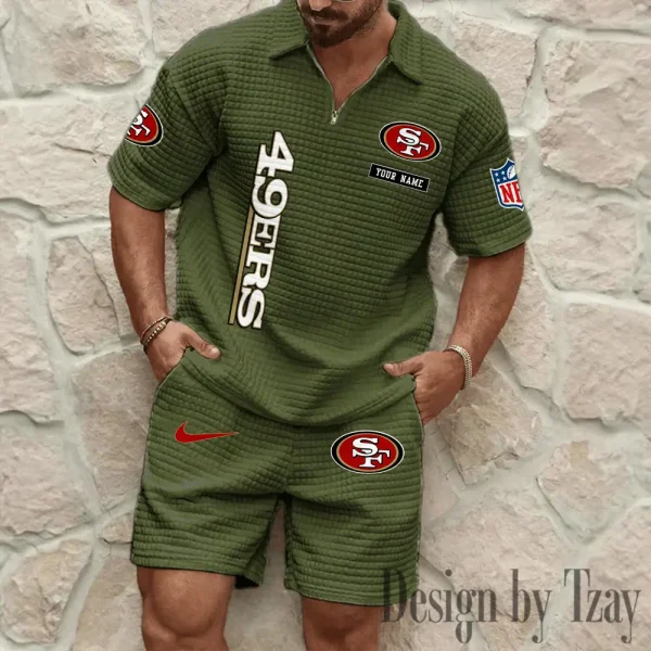 San Francisco 49ers Men's Waffle Knit Short Sleeve Slim Fit Soft Summer And Shorts BSPTWHZSS371 - Image 7