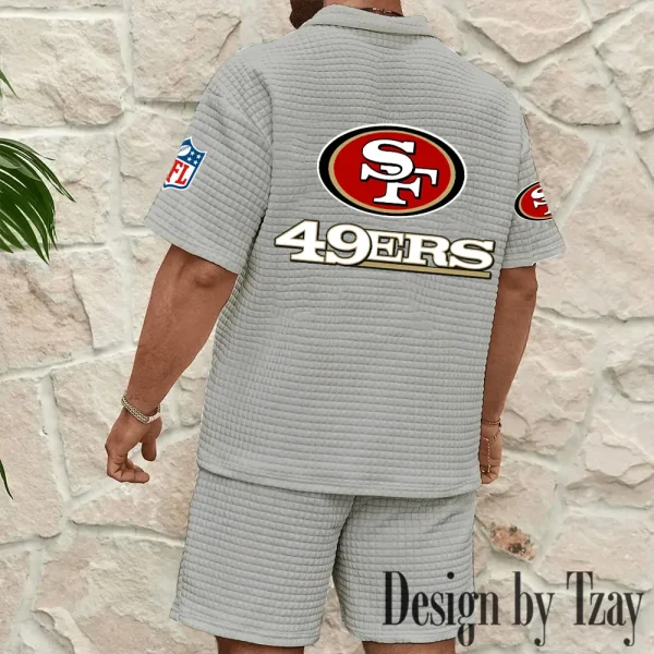 San Francisco 49ers Men's Waffle Knit Short Sleeve Slim Fit Soft Summer And Shorts BSPTWHZSS371 - Image 10