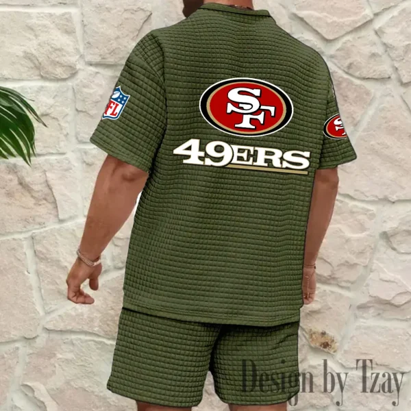 San Francisco 49ers Men's Waffle Knit Short Sleeve Slim Fit Soft Summer And Shorts BSPTWHZSS371 - Image 8