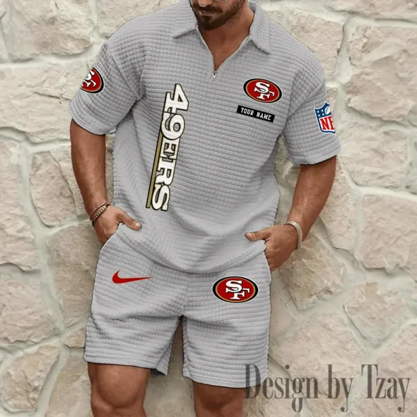San Francisco 49ers Men's Waffle Knit Short Sleeve Slim Fit Soft Summer And Shorts BSPTWHZSS371 - Image 9