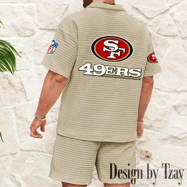 San Francisco 49ers Men's Waffle Knit Short Sleeve Slim Fit Soft Summer And Shorts BSPTWHZSS371 - Image 6