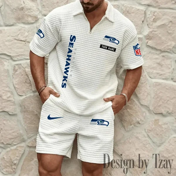 Seattle Seahawks Men's Waffle Knit Short Sleeve Slim Fit Soft Summer And Shorts BSPTWHZSS372 - Image 3