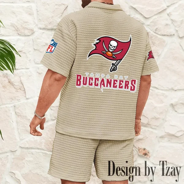 Tampa Bay Buccaneers Men's Waffle Knit Short Sleeve Slim Fit Soft Summer And Shorts BSPTWHZSS373 - Image 8