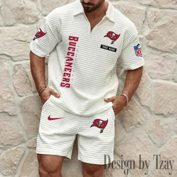Tampa Bay Buccaneers Men's Waffle Knit Short Sleeve Slim Fit Soft Summer And Shorts BSPTWHZSS373 - Image 9