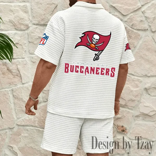 Tampa Bay Buccaneers Men's Waffle Knit Short Sleeve Slim Fit Soft Summer And Shorts BSPTWHZSS373 - Image 10