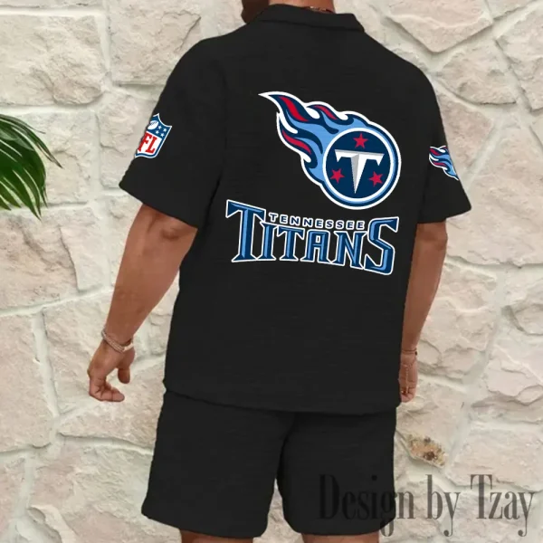 Tennessee Titans Men's Waffle Knit Short Sleeve Slim Fit Soft Summer And Shorts BSPTWHZSS374 - Image 2