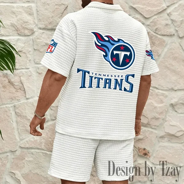 Tennessee Titans Men's Waffle Knit Short Sleeve Slim Fit Soft Summer And Shorts BSPTWHZSS374 - Image 10