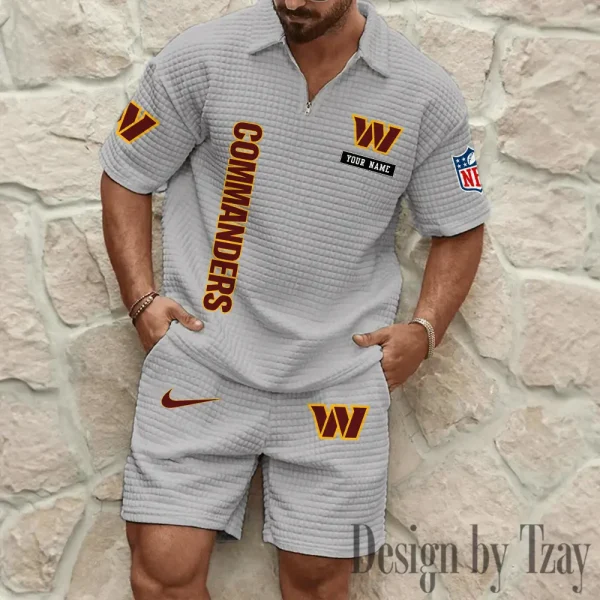 Washington Commanders Men's Waffle Knit Short Sleeve Slim Fit Soft Summer And Shorts BSPTWHZSS375 - Image 5