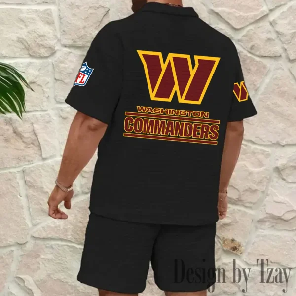 Washington Commanders Men's Waffle Knit Short Sleeve Slim Fit Soft Summer And Shorts BSPTWHZSS375 - Image 7