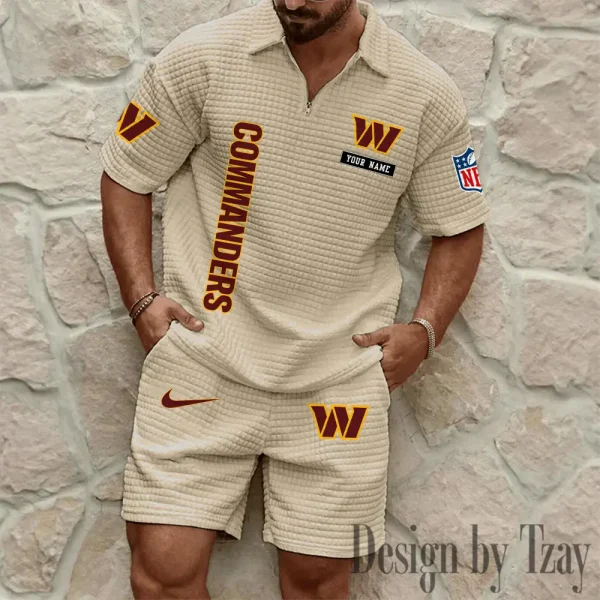 Washington Commanders Men's Waffle Knit Short Sleeve Slim Fit Soft Summer And Shorts BSPTWHZSS375 - Image 8