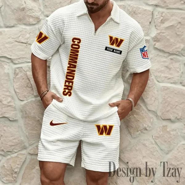 Washington Commanders Men's Waffle Knit Short Sleeve Slim Fit Soft Summer And Shorts BSPTWHZSS375 - Image 10