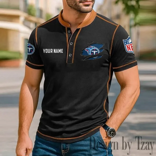 Tennessee Titans Men's Button Neck T-Shirt Short Sleeve Casual New Design 2025 SPTBNT031 - Image 2