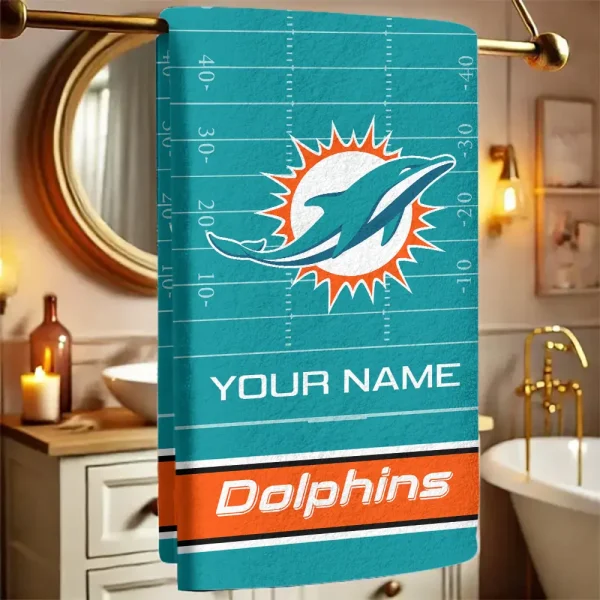 Miami Dolphins New Bath Towel Custom Any Name Gift For Fan SPTNBATHTOWEL148