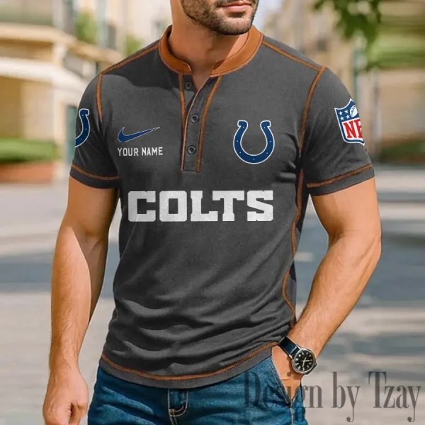 Indianapolis Colts Men's Button Neck T-Shirt Short Sleeve Casual New Design 2025 SPTBNT046 - Image 3