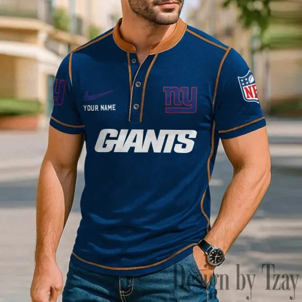 New York Giants Men's Button Neck T-Shirt Short Sleeve Casual New Design 2025 SPTBNT056 - Image 2