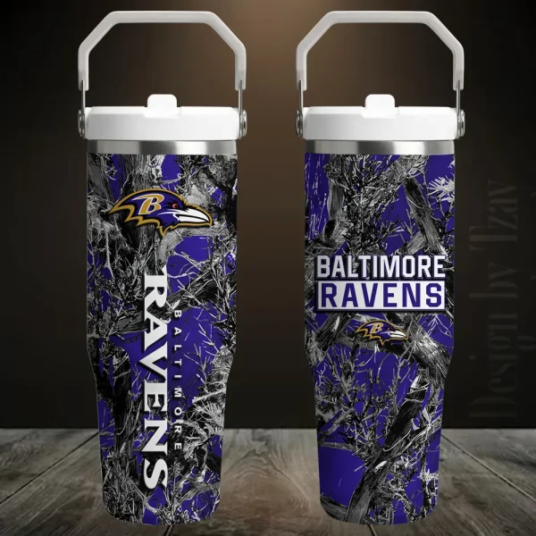 Baltimore Ravens Edition Sport Fan Gift Flip Straw 30oz Tumbler AZFST087