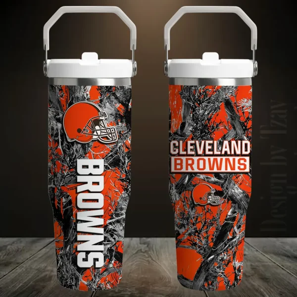 Cleveland Browns Edition Sport Fan Gift Flip Straw 30oz Tumbler AZFST092