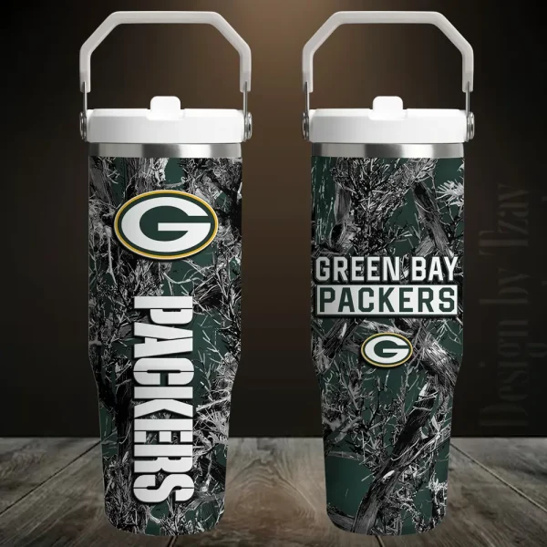 Green Bay Packers Edition Sport Fan Gift Flip Straw 30oz Tumbler AZFST096