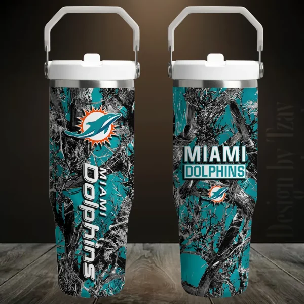Miami Dolphins Edition Sport Fan Gift Flip Straw 30oz Tumbler AZFST109