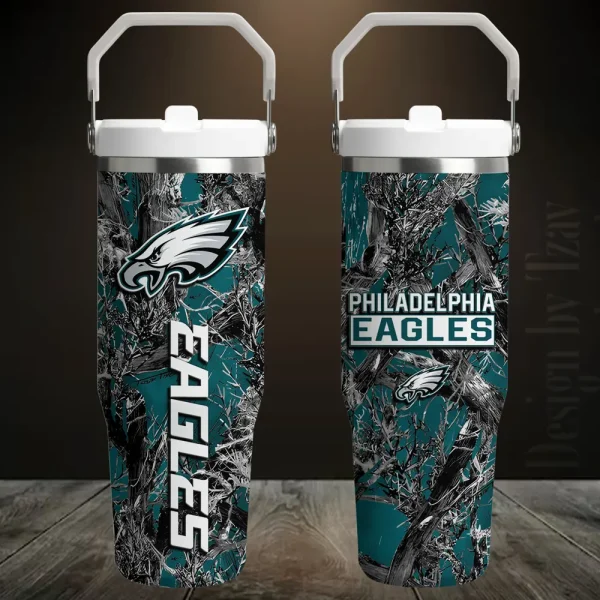 Philadelphia Eagles Edition Sport Fan Gift Flip Straw 30oz Tumbler AZFST116