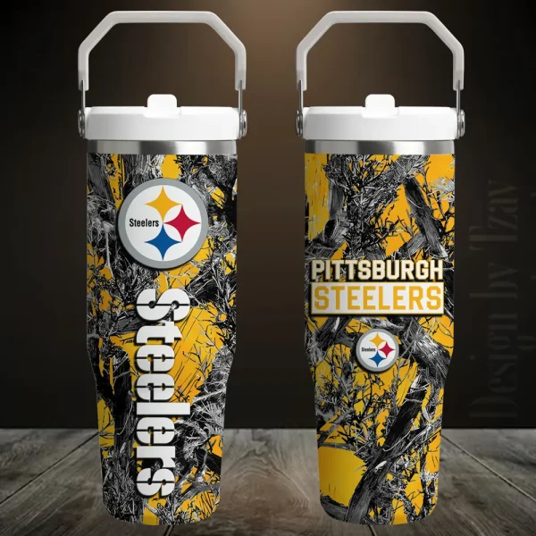 Pittsburgh Steelers Edition Sport Fan Gift Flip Straw 30oz Tumbler AZFST117