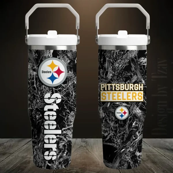 Pittsburgh Steelers Edition Sport Fan Gift Flip Straw 30oz Tumbler AZFST118