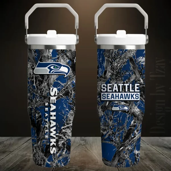 Seattle Seahawks Edition Sport Fan Gift Flip Straw 30oz Tumbler AZFST121
