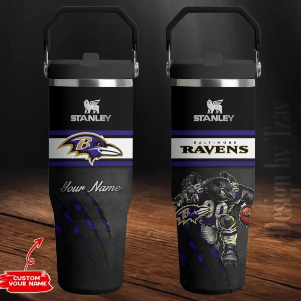 Baltimore Ravens Edition Sport Fan Gift Flip Straw 30oz Tumbler AZFST131 - Image 2