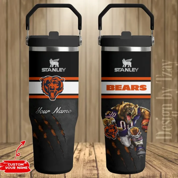 Chicago Bears Edition Sport Fan Gift Flip Straw 30oz Tumbler AZFST134 - Image 2
