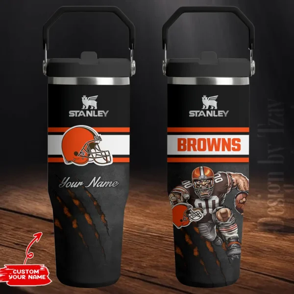Cleveland Browns Edition Sport Fan Gift Flip Straw 30oz Tumbler AZFST136