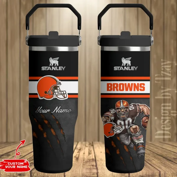 Cleveland Browns Edition Sport Fan Gift Flip Straw 30oz Tumbler AZFST136 - Image 2