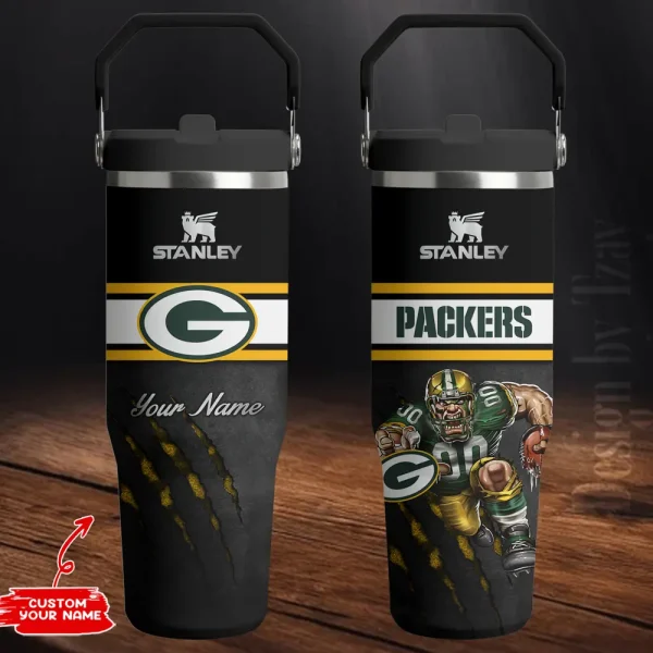 Green Bay Packers Edition Sport Fan Gift Flip Straw 30oz Tumbler AZFST140 - Image 2