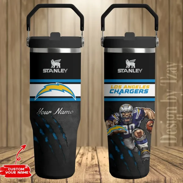 Los Angeles Chargers Edition Sport Fan Gift Flip Straw 30oz Tumbler AZFST146 - Image 2
