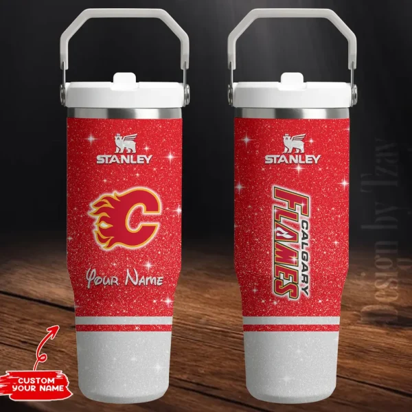 Calgary Flames Edition Sport Fan Gift Flip Straw 30oz Tumbler AZFST195