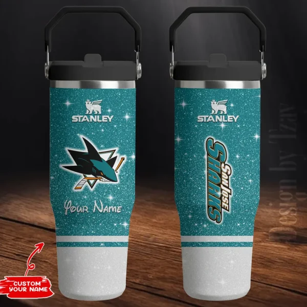 San Jose Sharks Edition Sport Fan Gift Flip Straw 30oz Tumbler AZFST213