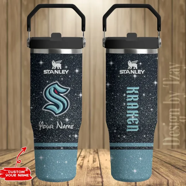 Seattle Kraken Edition Sport Fan Gift Flip Straw 30oz Tumbler AZFST214