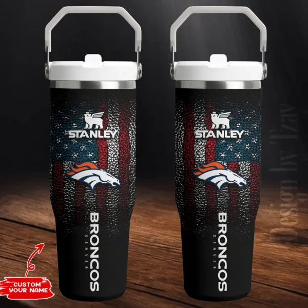 Denver Broncos Edition Sport Fan Gift Flip Straw 30oz Tumbler AZFST234 - Image 2