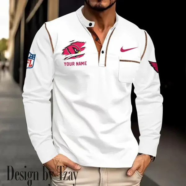 Arizona Cardinals Men's Long Sleeve Stand Casual Shirt Trending 2025 SPTLSCS033 - Image 2