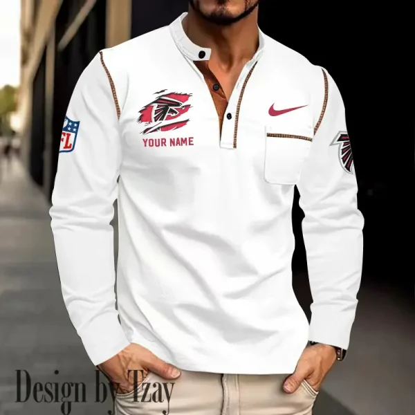 Atlanta Falcons Men's Long Sleeve Stand Casual Shirt Trending 2025 SPTLSCS034 - Image 3